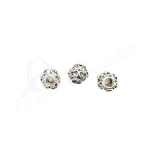(CLOSE OUT) BEADS - METAL BALL WITH EMBOSSED HEARTS (PK 10) 13 MM W X 13 MM D