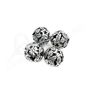 (CLOSE OUT) BEADS - METAL CHRISTMAS BALL (PK 4) 17 MM D