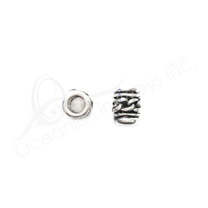 (CLOSE OUT) BEADS - METAL TUBE WITH CHAIN DESIGN (PK 10) 1 CM L X 7 MM D