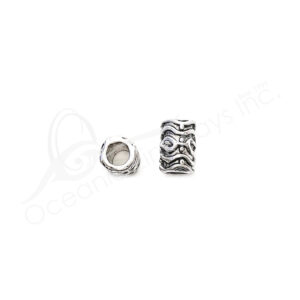 (CLOSE OUT) BEADS - METAL TUBE WITH WAVES (PK 10) 1 CM L X 6 MM D