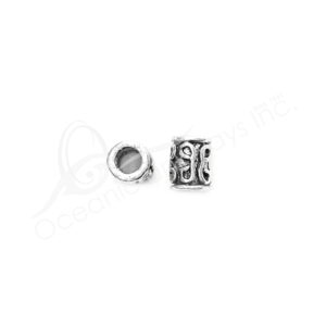 (CLOSE OUT) BEADS - METAL TUBE WITH KNOTS DESIGN (PK 10) 1 CM L X 7 MM D