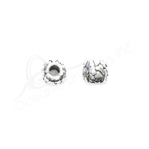 (CLOSE OUT) BEADS - METAL TUBE WITH EMBOSSED HEARTS (PK 10) 1 CM L X 1 CM D