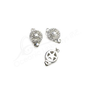 (CLOSE OUT) BEADS - METAL, SHINY CLASP WITH FLOWER CUTOUT (PK 30) 12 MM D X 4 MM T
