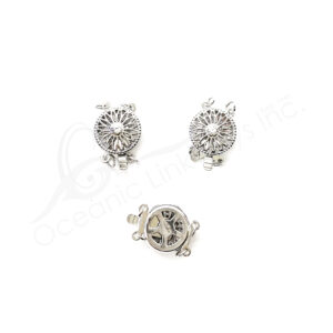 (CLOSE OUT) BEADS - METAL, GRAY CLASP WITH FLOWER CUTOUT (PK 50) 12 MM D X 4 MM