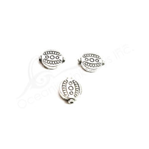 (CLOSE OUT) BEADS - METAL OVAL FLAT (PK 220) 1 CM D X 3 MM T