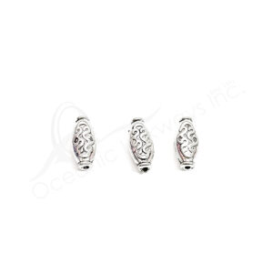(CLOSE OUT) BEADS - METAL OVAL TUBE WITH CELTIC KNOT (PK 166) 1.5 CM L X 4 MM T