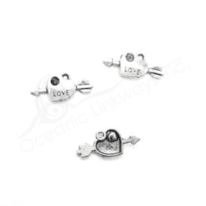 (CLOSE OUT) BEADS - METAL VALENTINE HEART (PK 330) 2 CM L X 2 MM T