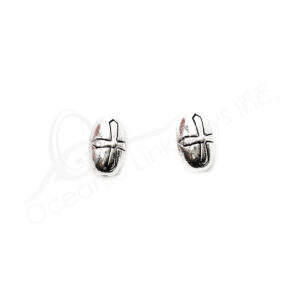 (CLOSE OUT) BEADS - METAL OVAL WITH CROSS (PK 200) 9 MM L X 5 MM D