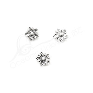 (CLOSE OUT) BEADS - METAL FLOWER (PK 100) 8 MM W X 3 MM T