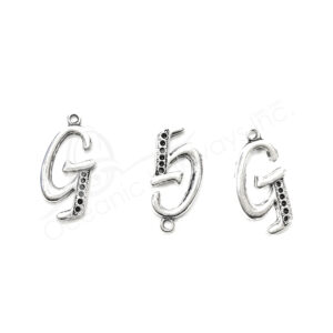 (CLOSE OUT) BEADS - METAL LETTER G (PK 25) 3 CM L X 2 MM T