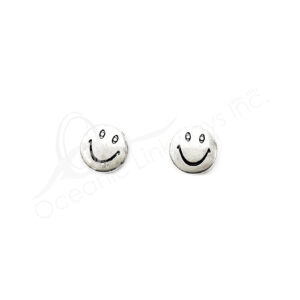 (CLOSE OUT) BEADS - METAL SMILEY FACE (PK 100) 1 cm D, 2 mm T