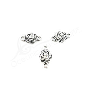 (CLOSE OUT) BEADS - METAL DOUBLE LOOPS ROSE (PK 50) 18 MM L X 5 MM T