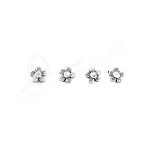 (CLOSE OUT) BEADS - METAL FLOWER WITH STRIPES (PK 100) 1 CM W X 2 MM T