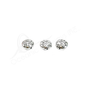 (CLOSE OUT) BEADS - METAL FLAT ROUND WITH SPIRAL DESIGN (PK 100) 1 Cm D X 4 MM T