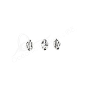 (CLOSE OUT) BEADS - METAL OVAL LEAF (PK 100) 1 CM L X 3 MM T