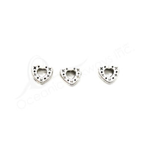 (CLOSE OUT) BEADS - METAL HEART WITH CUT HEART (PK 100) 7 MM W X 3 MM T