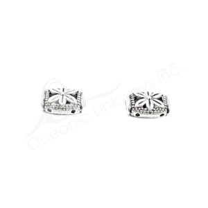 (CLOSE OUT) BEADS - METAL RECTANGLE FOR DOUBLE ROW (PK 100) 14 MM L X 4 MM T