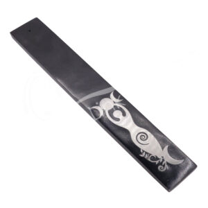 Black Soapstone Moon Goddess Silver Inlay Incense Holder