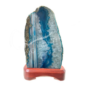 Natural Mixed Agate Lamp on Wood Base no Cord