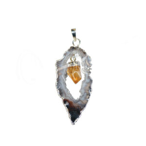 Agate Slice with Citrine Hanging Point 1.75-2.5"