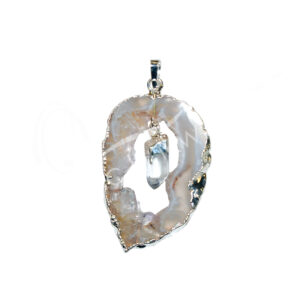 Agate Slice with Citrine Hanging Point Pendant 1.75-2.5"