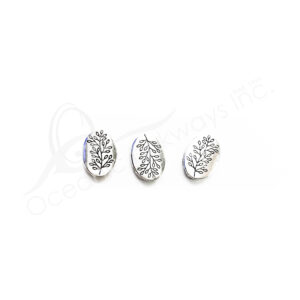 (CLOSE OUT) BEADS - METAL FLAT OVAL WITH BRANCHES (PK 50) 1.3 CM L X 3 MM T