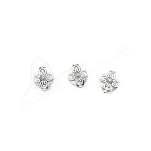 (CLOSE OUT) BEADS - METAL FLAT ROUND WITH FLOWER (PK 50) 13 MM D X 3 MM T