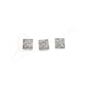 (CLOSE OUT) BEADS - METAL FLAT SQUARE WITH HEARTS (PK 50) 14 MM L X 3 MM T