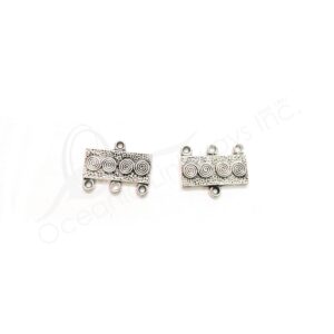 (CLOSE OUT) BEADS - METAL LINK 3 TO 1 WITH SPIRALS (PK 50) 22 MM L X 3 MM T