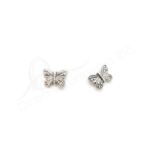 (CLOSE OUT) BEADS - METAL BUTTERFLY (PK 50) 14 MM L X 3 MM T