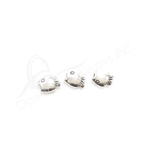 (CLOSE OUT) BEADS - METAL FISH (PK 100) 1 CM L X 3 MM T