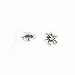 (CLOSE OUT) BEADS - METAL BUTTON FLOWER (PK 100) 13 MM W X 3 MM T