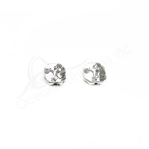 (CLOSE OUT) BEADS - METAL FLAT WITH FLOWER (PK 50) 1 CM W X 3 MM T