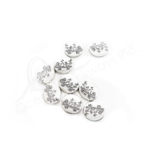 (CLOSE OUT) BEADS - METAL OVAL FLAT WITH BAMBOO (PK 50) 11 MM L X 3 MM T