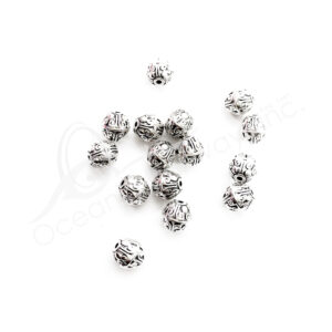 (CLOSE OUT) BEADS - METAL BALL WITH SPIRALS (PK 50) 1 CM L X 8 MM D