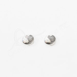 (CLOSE OUT) BEADS - METAL OVAL WITH STRIPES (PK 100) 11 MM L X 4 MM T