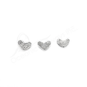 (CLOSE OUT) BEADS - METAL DOTTED HEART (PK 100) 12 MM W X 3 MM T