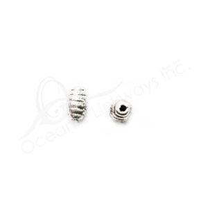 (CLOSE OUT) BEADS - METAL OVAL TUBE WITH STRIPES (PK 100) 8 MM L X 4 MM T
