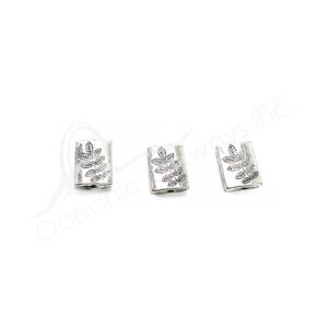 (CLOSE OUT) BEADS - METAL RECTANGLE FLAT WITH BRANCHE (PK 50) 12 MM L X 3 MM T