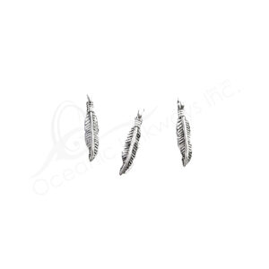 (CLOSE OUT) BEADS - METAL FEATHER CHARM (PK 60) 2 CM L X 2 MM T