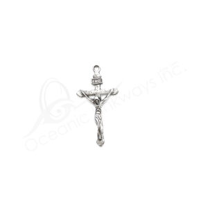 (CLOSE OUT) BEADS - METAL JESUS CHRIST (PK 4) 3.5 CM L X 1 MM T