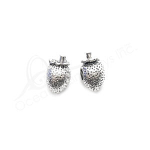 (CLOSE OUT) BEADS - METAL STRAWBERRY (PK 6) 1.5 CM L X 8 MM W