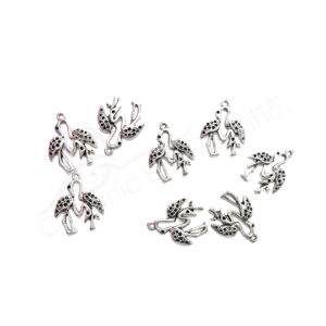 (CLOSE OUT) BEADS - METAL FLAMINGO (PK 8) 2.5 CM L X 2 CM W