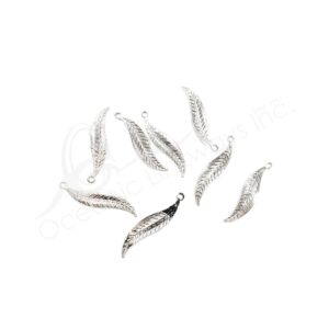 (CLOSE OUT) BEADS - METAL LONG LEAF (PK 8) 4 CM L X 1 MM T