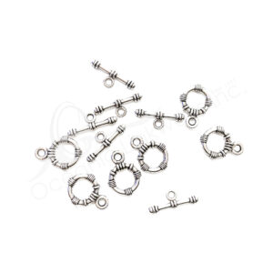 (CLOSE OUT) BEADS - METAL TOGGLE CLASP (PK 6 PAIRS) 14 MM D X 2 MM T