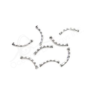 (CLOSE OUT) BEADS - METAL CURVED TUBE WITH FLOWERS (PK 8) 3 CM L X 4 MM T