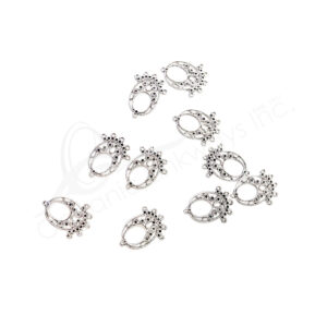 (CLOSE OUT) BEADS - METAL SETTING WITH 5 LOOPS AT BOTTOM (PK 10) 2.5 CM L X 1 MM T