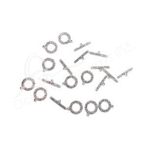 (CLOSE OUT) BEADS - METAL TOGGLE CLASP WITH SPIRALS (PK 10 PAIRS) 1.5 CM D X 2 MM T