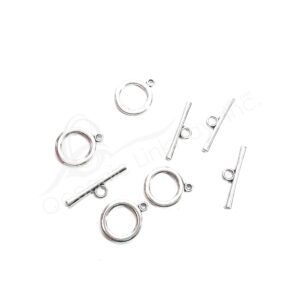 (CLOSE OUT) BEADS - METAL TOGGLE CLASP (PK 4 PAIRS) 2 CM D X 3 MM T