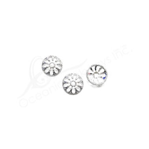 (CLOSE OUT) BEADS - METAL CAP FLOWER (PK 3) 13 MM D